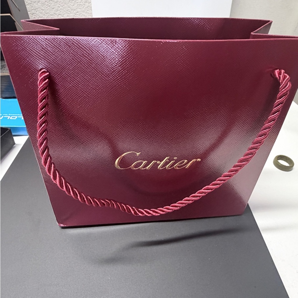 Cartier Maroon Rope-Handle Tote with Gold Logo
